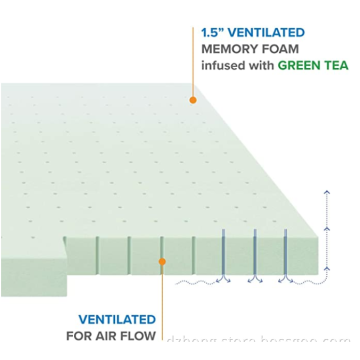 1.5" Green Tea Memory Foam Topper Queen